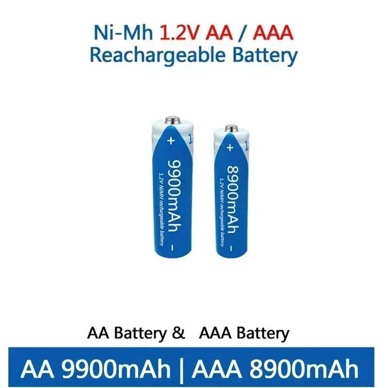 100% ชาร์จได้แบตเตอรี่ Ni-MH 1.2V 9900mAh/1.2V AAA 8900mAh, ไฟฉาย, นาฬิกาของเล่นสำหรับเปลี่ยนแบตเตอรี่ Ni-MH