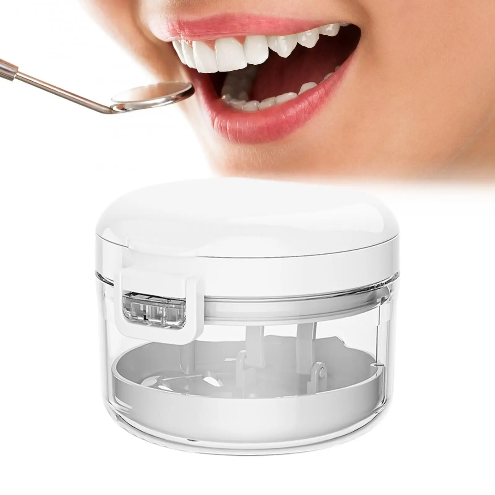 Denture Cup with Strainer Basket Easy Use Portable Compact Retainer Case