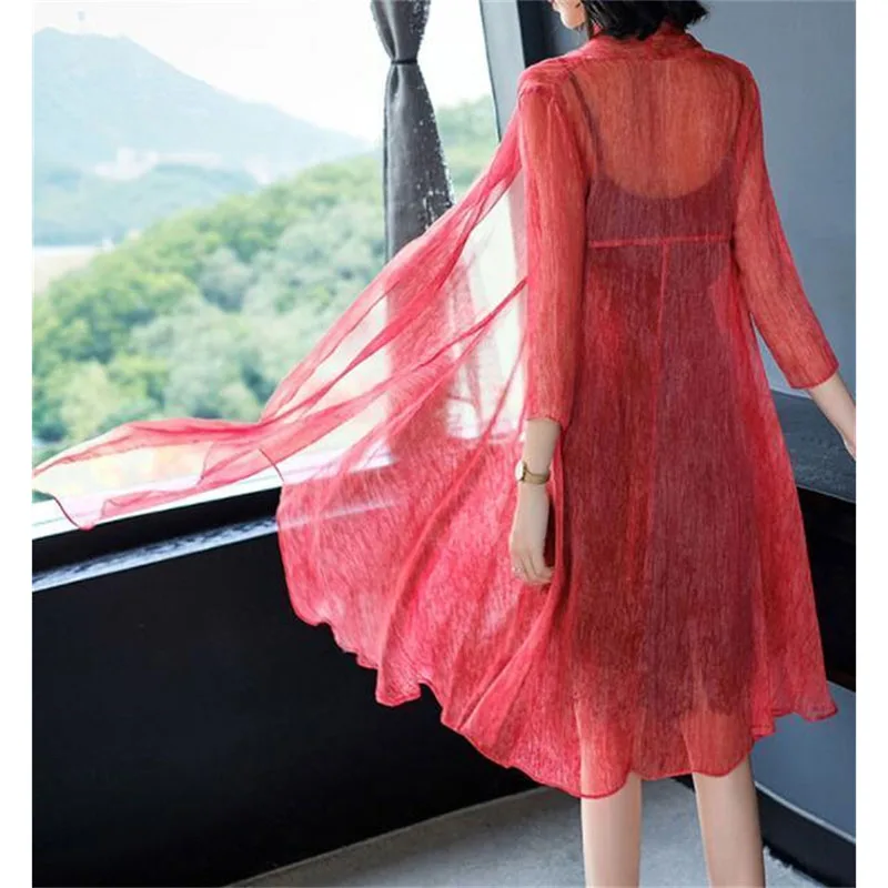 Thin Womens Windbreak 2023 New Summer Chiffon Cardigan  Outerwear Loose Sunscreen Shawl Coat Air-Conditioned Shirt Elegant