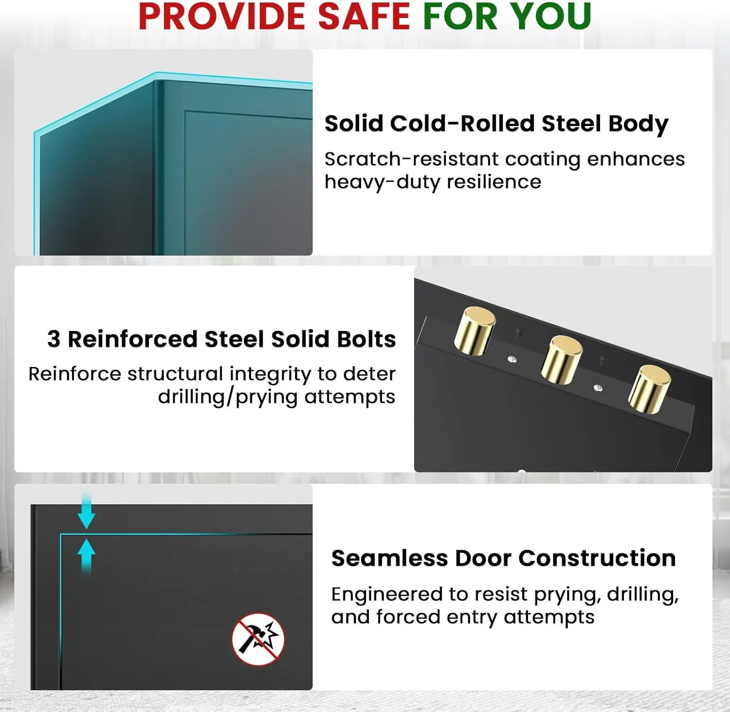 5.8 Cub Large Fireproof Safe, Home Safe Water and Fireproof, Large Document Safes With Digital Combination Lock, Smart Alert, Re
