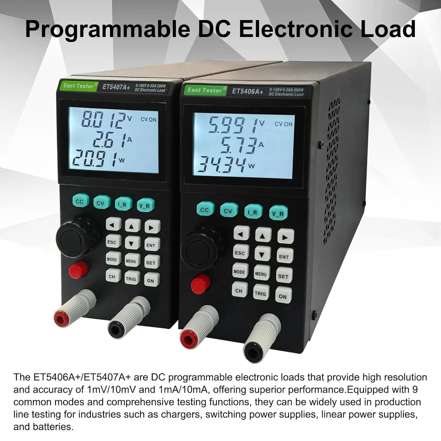 

200W Programmable DC Electronic Load Battery Tester ET5406A+ ET5407A+ 120V 180V 20A 30A Discharge Aging Test
