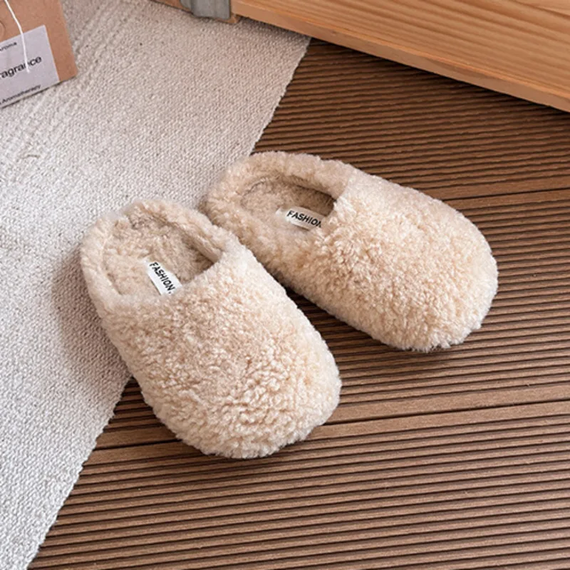 Scarpe basse per bambini invernali solide Scarpe basse per bambini in peluche calde con suola morbida Scivoli in cotone per ragazze Scarpe slip-on per bambini antiscivolo alla moda