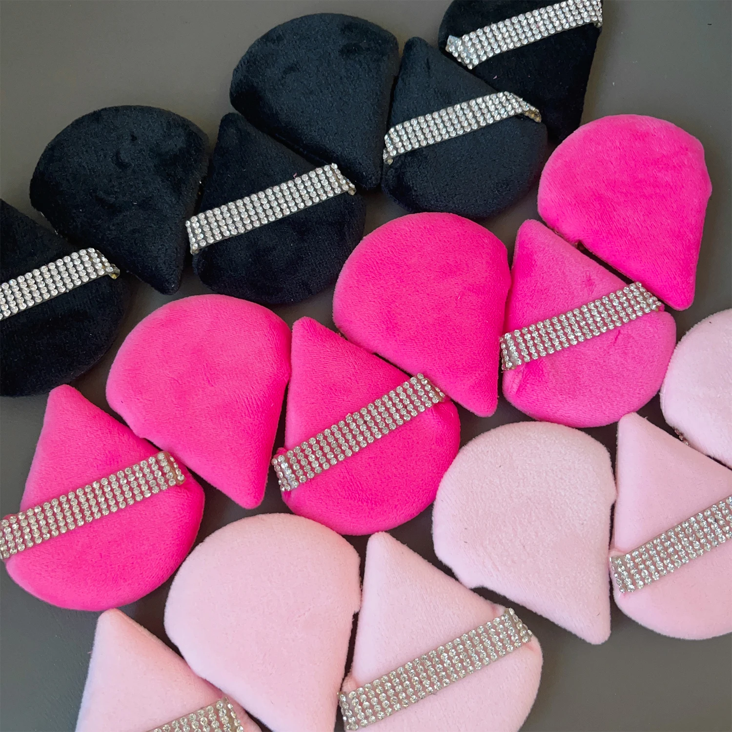 Triangle Velvet Diamond Powder Puff Face Cosmetic Eye Beauty Makeup Tool Reusable Sponge Washable Mini Powder Puff Accessories