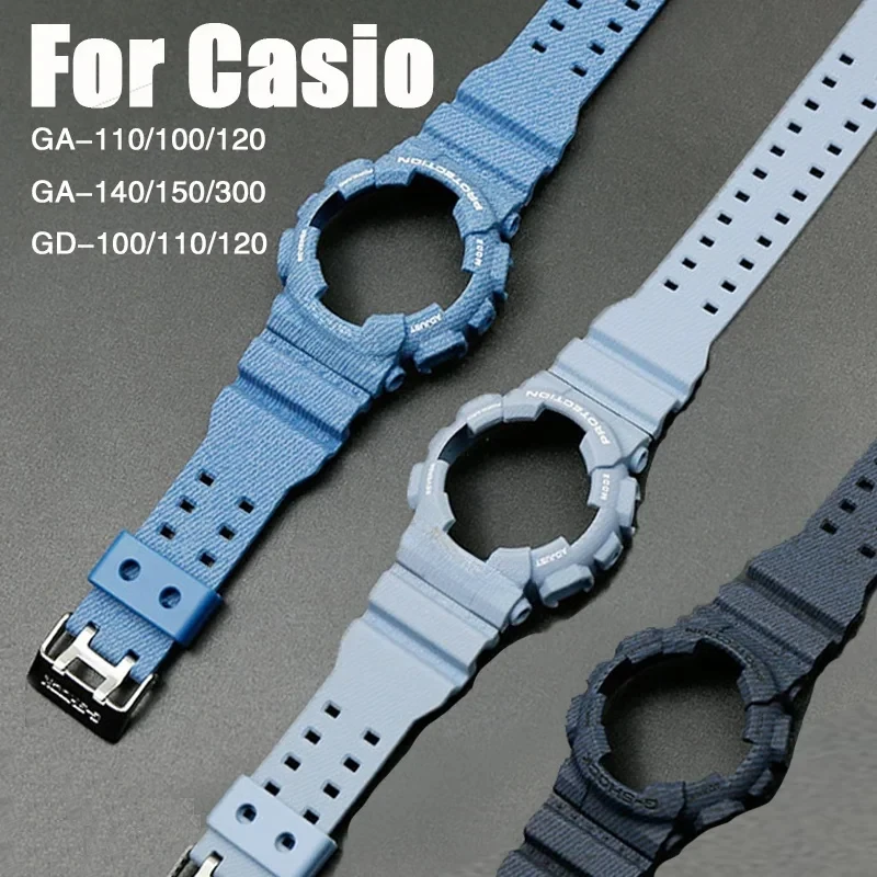 Resin Rubber Watch Band Case for Casioak GA-100 Watch and Case Fashion Sport watch Strap Case Set SportWaterproof Band Bracelet