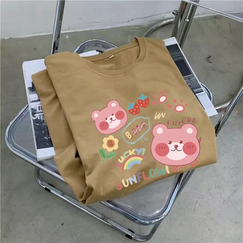 Sommer Neue Lose Kleid Frauen Casual Mode Cartoon Spaß Nette Bär Drucken Rundhals Kurzen ärmeln Kleid für Schwangere frauen – Detail 6