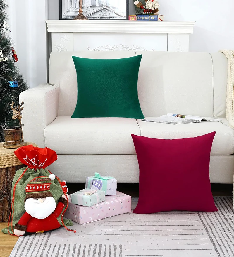 Velvet Throw Pillow Covers 18x18inch Boho Cushion Pillow Cases for Chair Sofa Couch Bedroom Living Room Car Home Xmas Decoration