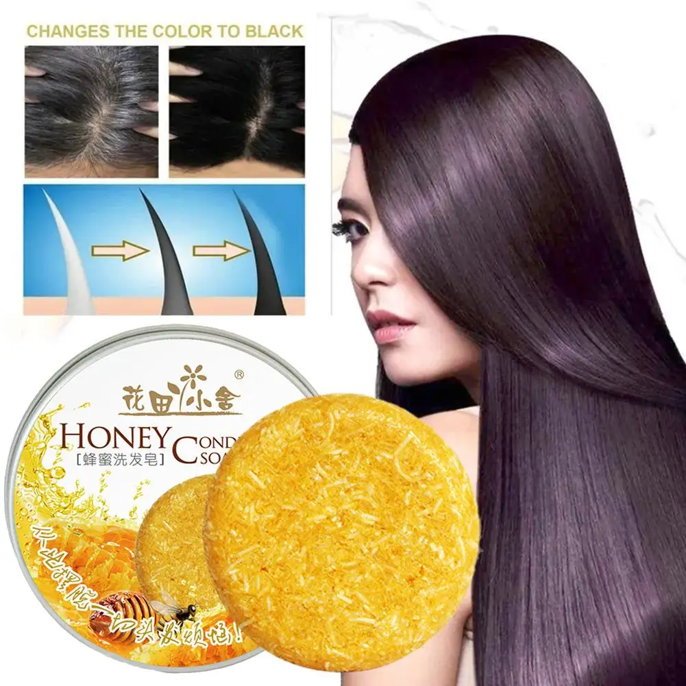 Barra de champú de miel para mujer, Color amarillo, champú anticaída para el crecimiento del cabello, nutre el cabello, repara el cuidado del cabello, A6K0