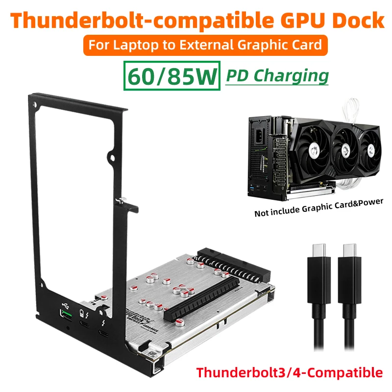 Carte graphique TH3P4G3 Thunderbolt 4 3 GPU S6 vers PCIe pour ordinateur portable, carte vidéo externe compatible USB 4 pour Macbook, PD 60, 85W