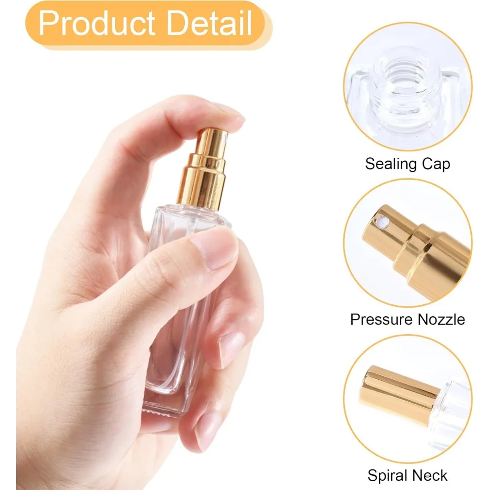 6Pcs 3/5/8/10/15/20ml Refillable Glass Perfume Atomizer Bottle with Plastic PumpFunnel Hopper and 3ml Dropper