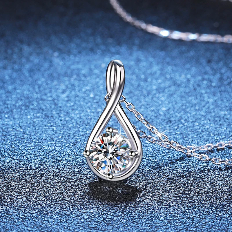 NeeTim Moissanite Pendant 925 Sterling Silver with White Gold Plated Necklace For Women Lab Diamonds Necklaces with Certificate