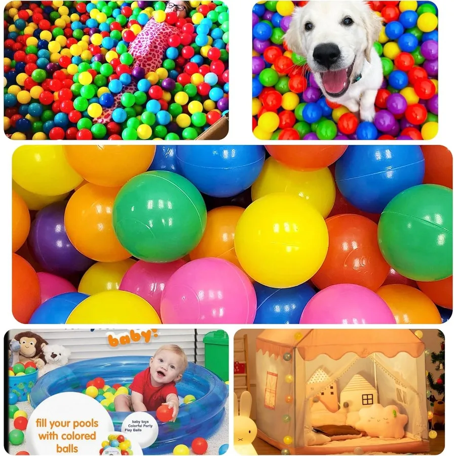 Bola pit bolas 1000 contagens jogar bolas de plástico para bola pit cercadinho bpa-livre à prova de esmagamento rastejando túneis bolas para cães de estimação