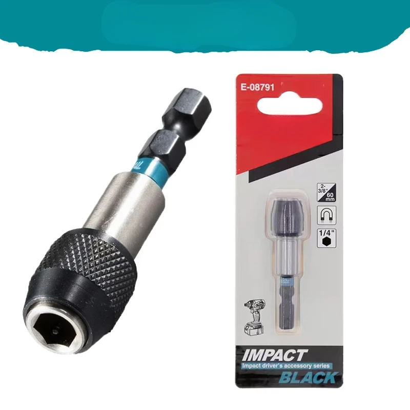 Impact Black Magnetic Bit Holder 60MM 1/4" Hexagonal Handle Magnetic Sleeve Drive Bit Tool Accessories Adapter image 2