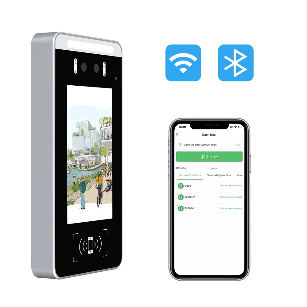 5-inch HD full touch screen face recognition and RFID access control for apartment with mobile APP and  Cloud platform software