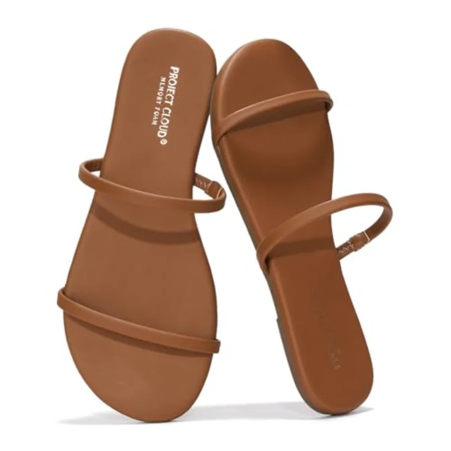 

Summer als for Women 202 - Memory Foam Insole and Eco-Crafted Leather Beach Flip Flops for Women - Non Slip and Lightweight Dou