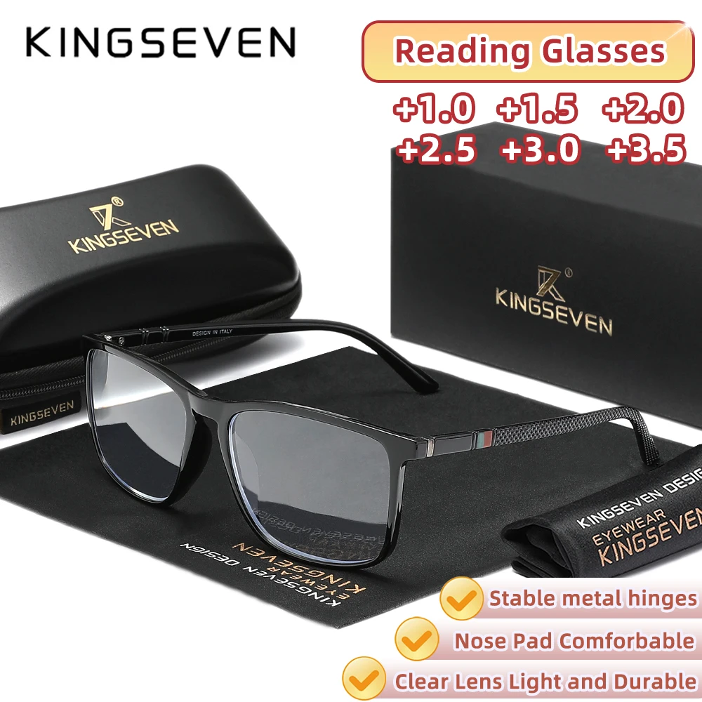 

KINGSEVEN Reading Glasses Rectangle Clear Lens For Men Women Presbyopia Eyewear +1.0+1.5+2.0+2.5+3.0+3.5