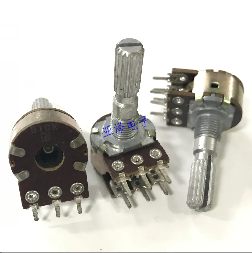 

Taiwan 16 type dual amplifier volume rotary potentiometer B10K axis length 25MM 6-pin 148 type