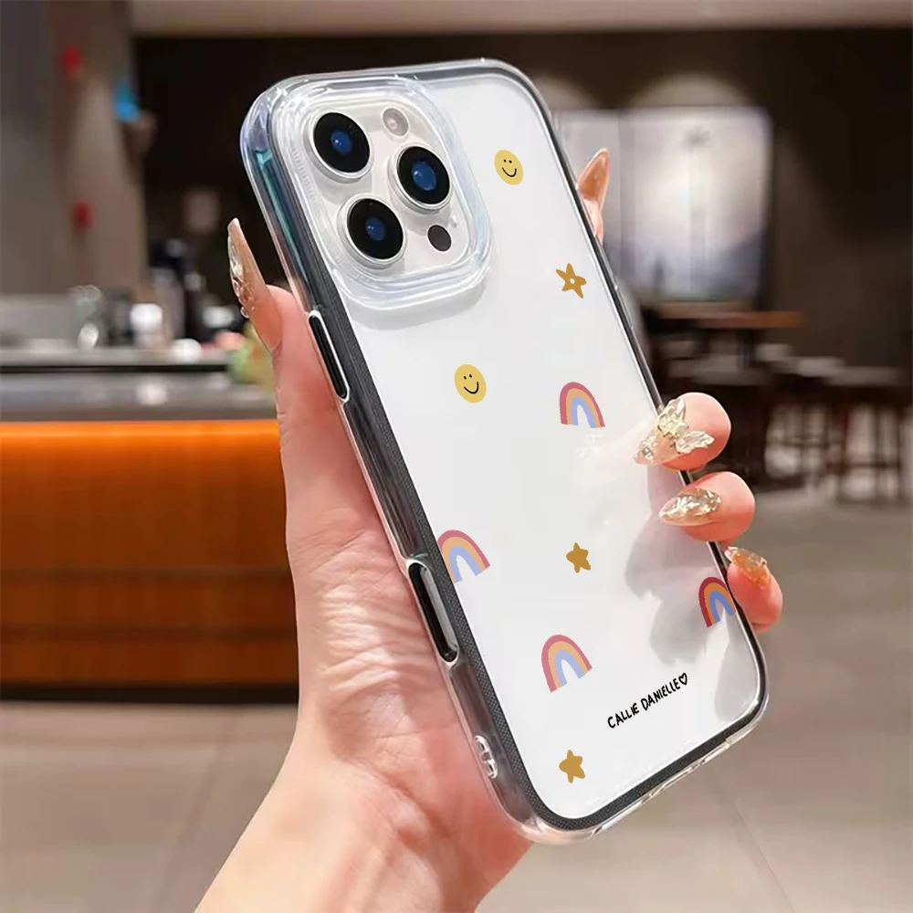 Cute Rainbow Clear Phone Case For iPhone 17 16 15 Pro Max 14 13 12 11 Pro Max 17 Air7  8 Plus X XR Transparent Airbag Soft Cover view 6