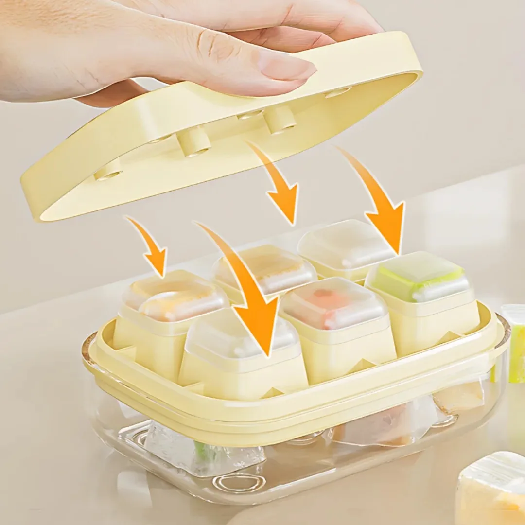 Silicone Ice Cube Mould with Lid Push Ice Compartment Mini Summer Ice Storage Box for Kitchen Drinks