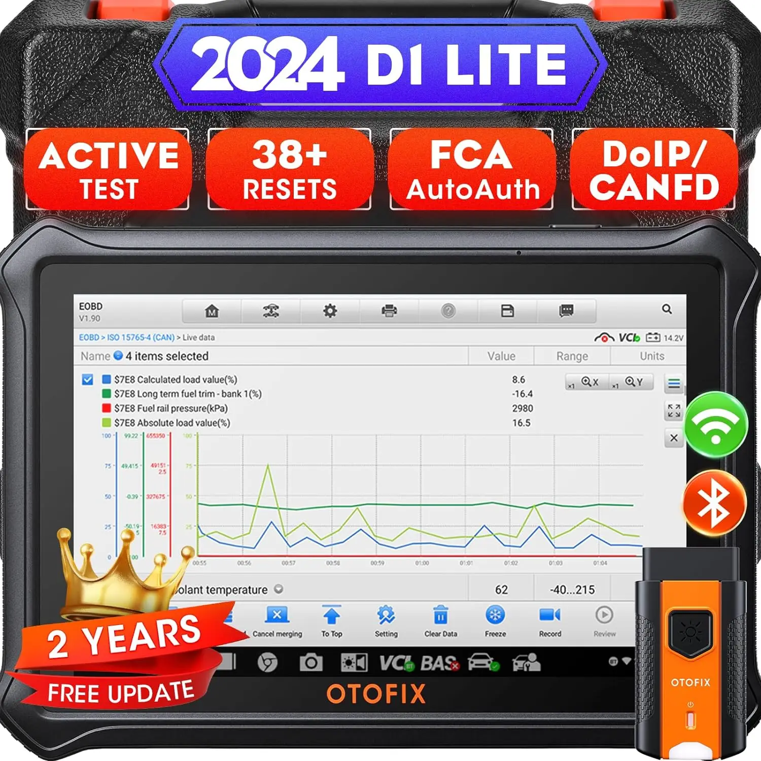 OTOFIX D1 Lite Bluetooth Scanner Bidirectional Diagnostic Tool 2 Year Free Update All System Diagnostic Scanner AutoAuth FCA SGW