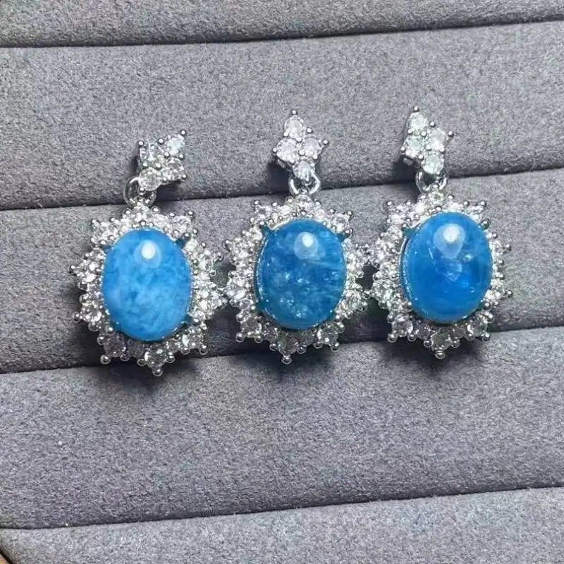 

5 подвесок натуральный 8*10мм синий апатит белый медный кулон-подвески оптом