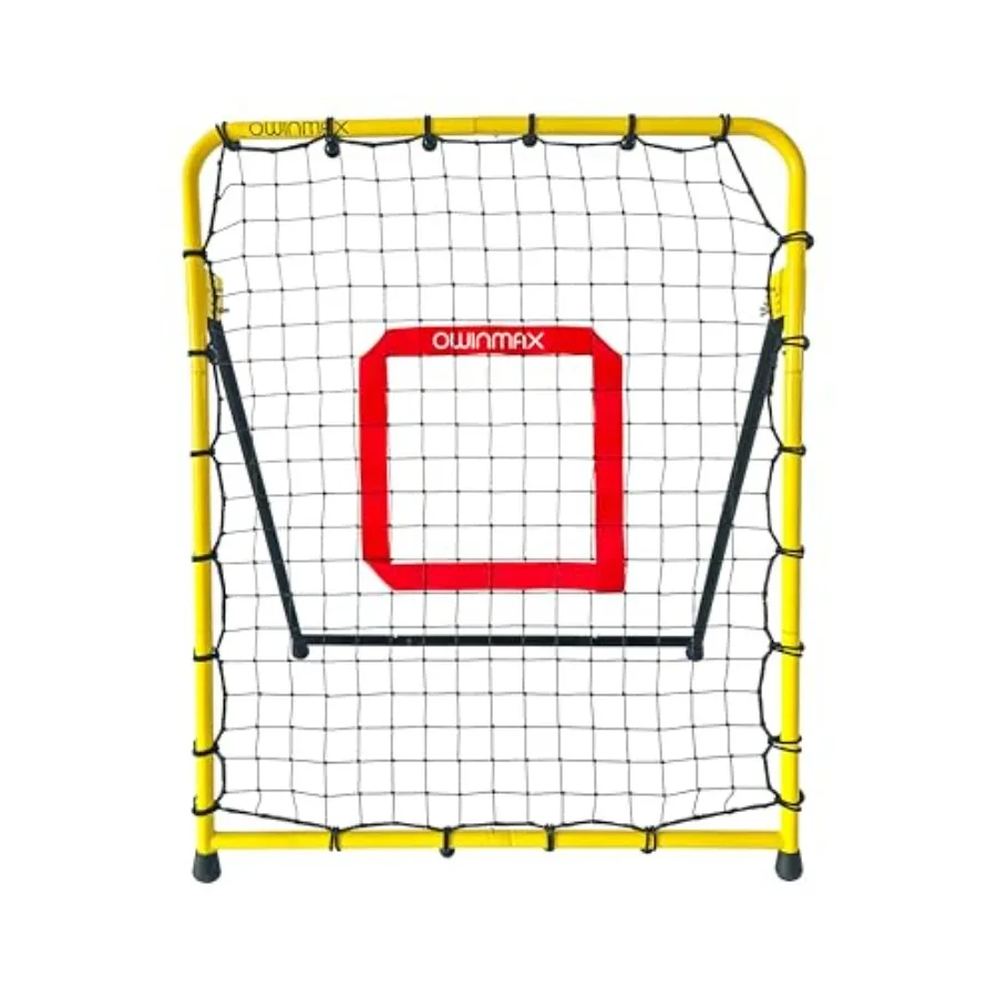 

3x3.5 ft Baseball Pitchback Net Rebounder Net Solo Training Net Pitching Return Trainer Four Quick-Switch Return Angles Yellow