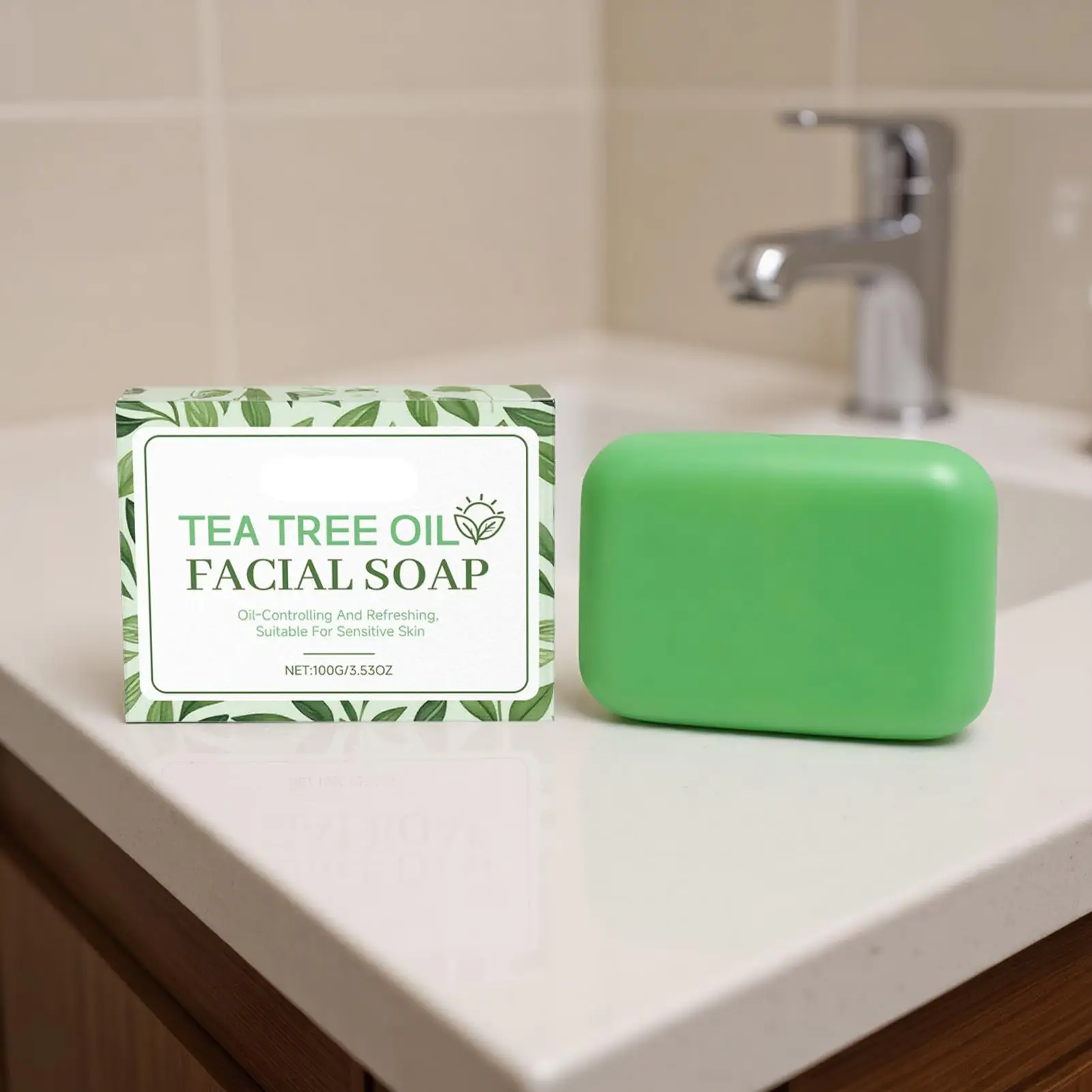 1pc Tea Tree Soap for Face Body Soap Bar with Tea Tree Oil Natural Soaps for Body Skin Cleaning Gentle Moisturizing Bar Soap