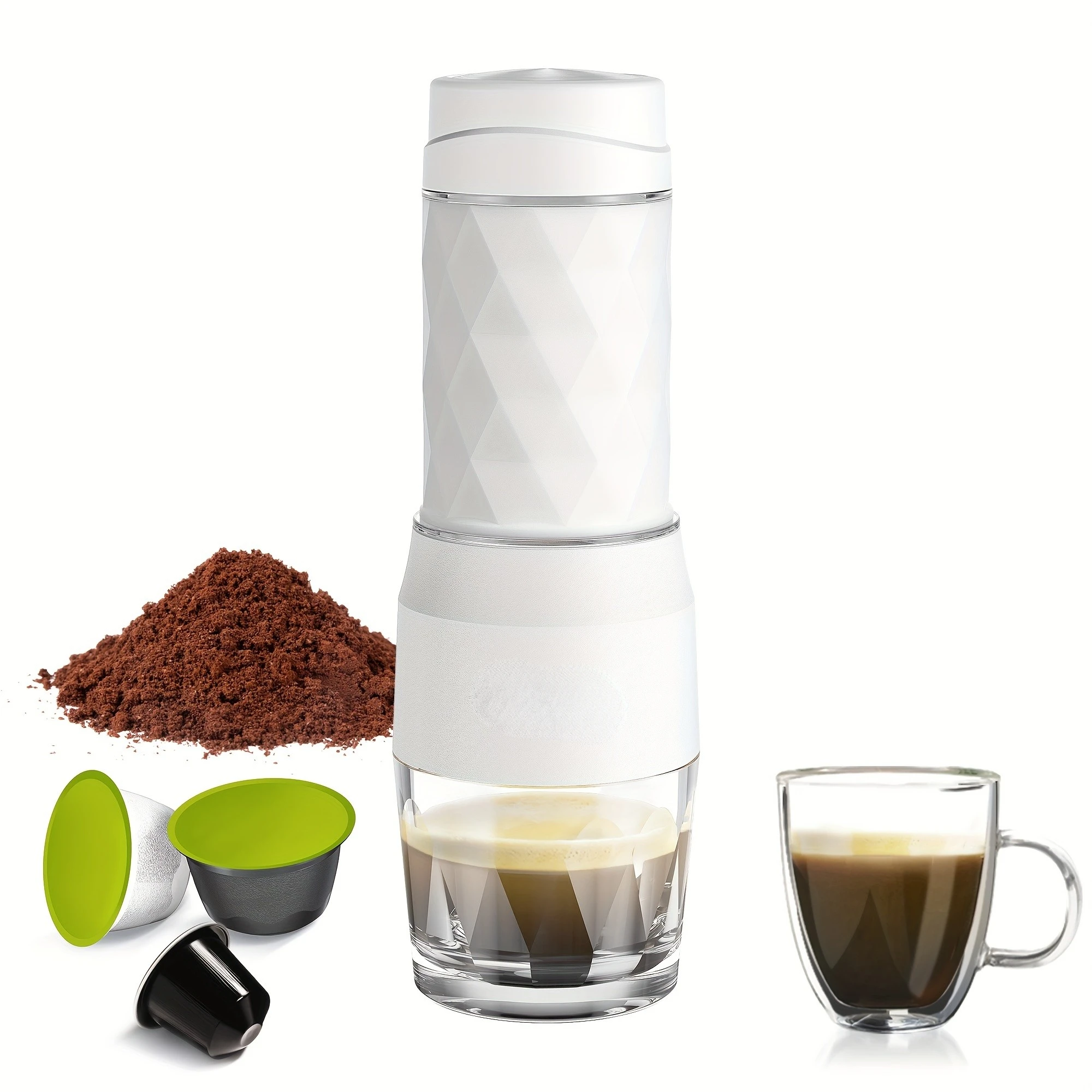 

Portable Coffee Maker Espresso Machine Hand Press Capsule Ground Coffee Brewer Portable For Travel And Picnic