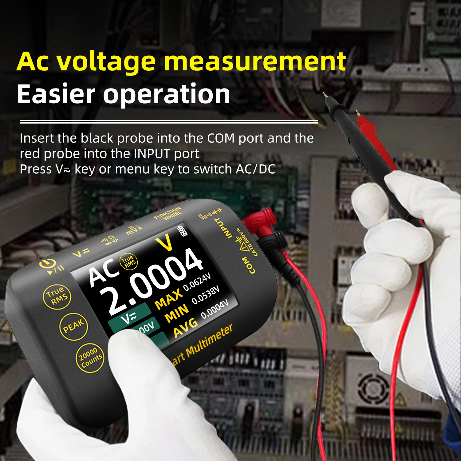 BSIDE Photovoltaic PV Digital Multimeter 20000 Counts True RMS Voltmeter Tester, 2.8” TFT Color LCD with Rechargeable, Measures - Image 3