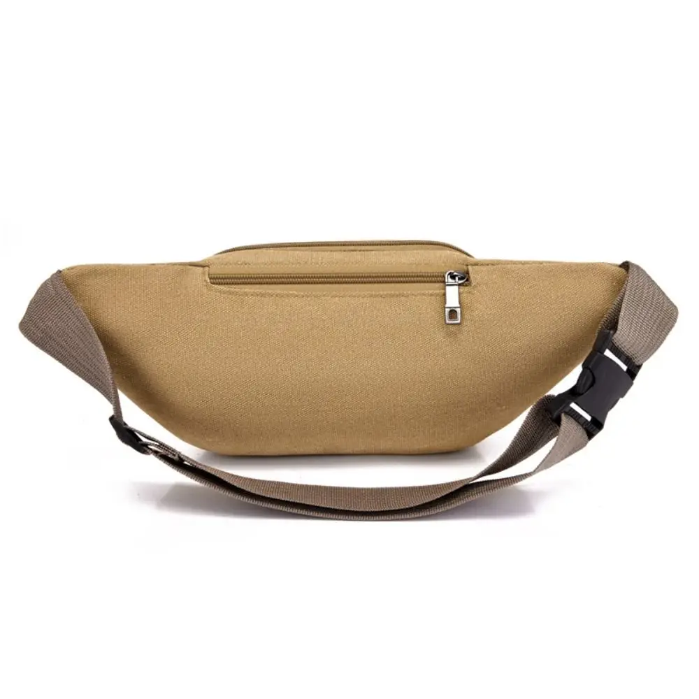 Riñonera de lona para hombre, bolso de pecho multicapa de gran capacidad para exteriores, bolsa de teléfono para correr, riñonera de Color sólido, novedad