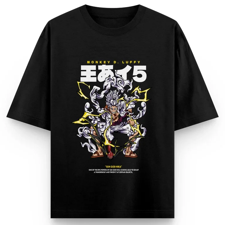 Koszulka bawełniana oversize z nadrukiem One Piece Anime 5 Levels Luffy, męska i damska, trend Harajuku, styl Y2K, codzienna, letnia, odprowadzająca pot.