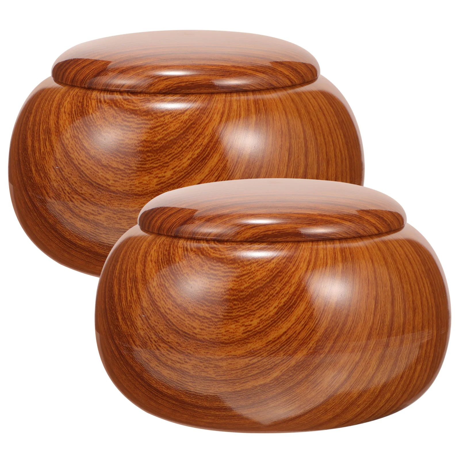 

2 Pcs Wooden Go Jar Child Storage Jars Checkers Board Game Plastic Chess Container Bowl