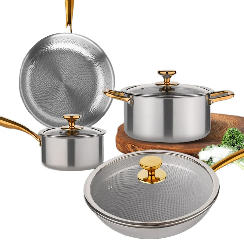 Anti-rust pure titanium uncoated non-stick pan wok soup pan milk  frying  cookware
