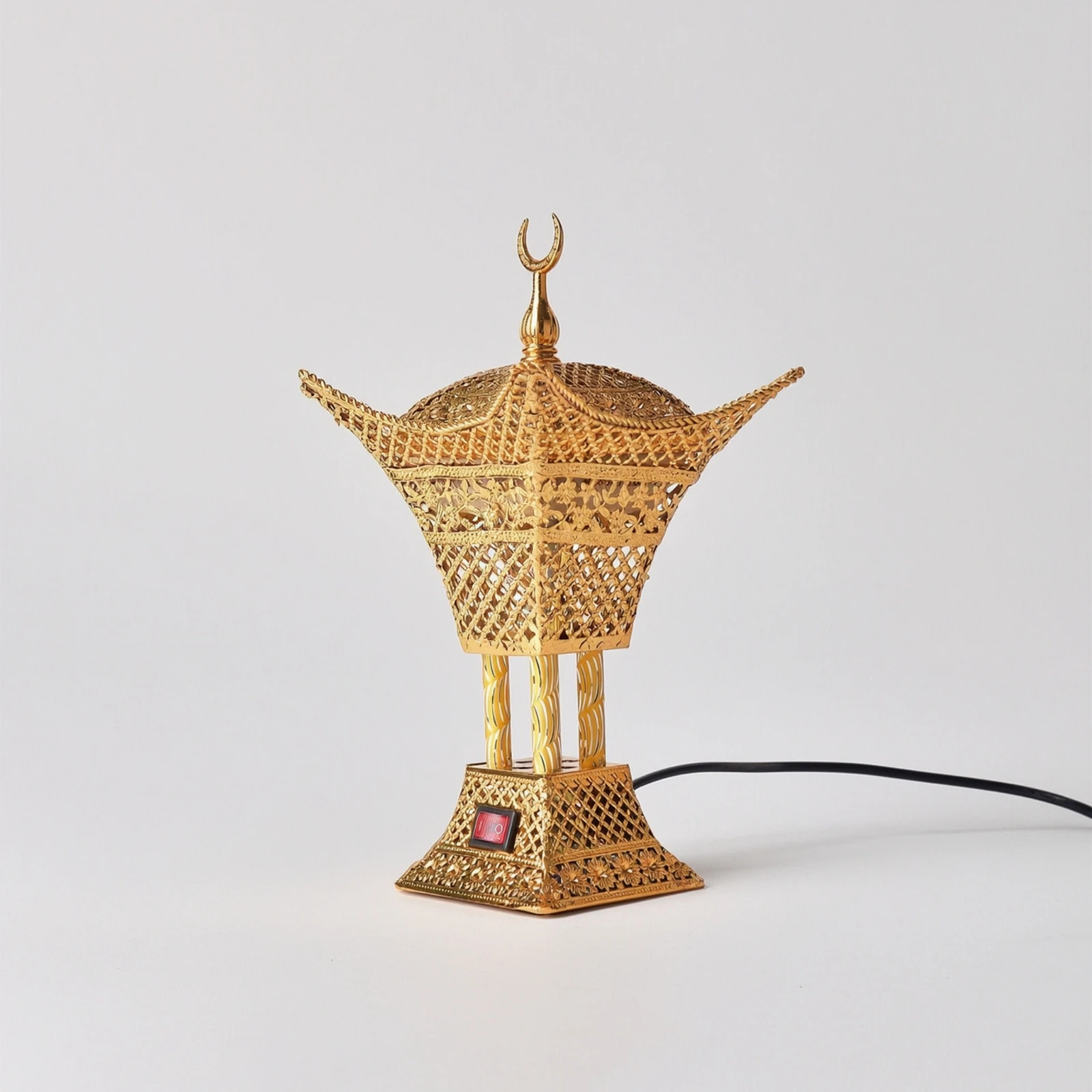 Electric Incense Burner Electric Lotus Lantern Incense Burner Fragrance Warmer Gold-Colored Flame-without Flame for Prayer Areas