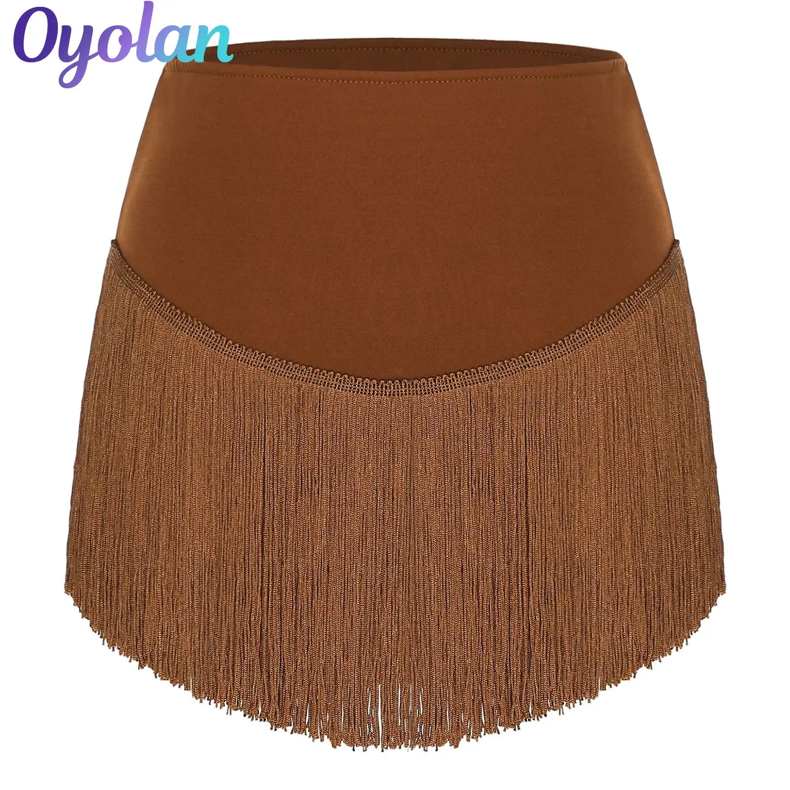 

Женские мини-юбки для латинских танцев, высокая талия, брюки-кюлоты с нерегулярными кисточками по подолу, мини-юбка, чача, танго, сальса, испанский танцевальный костюм