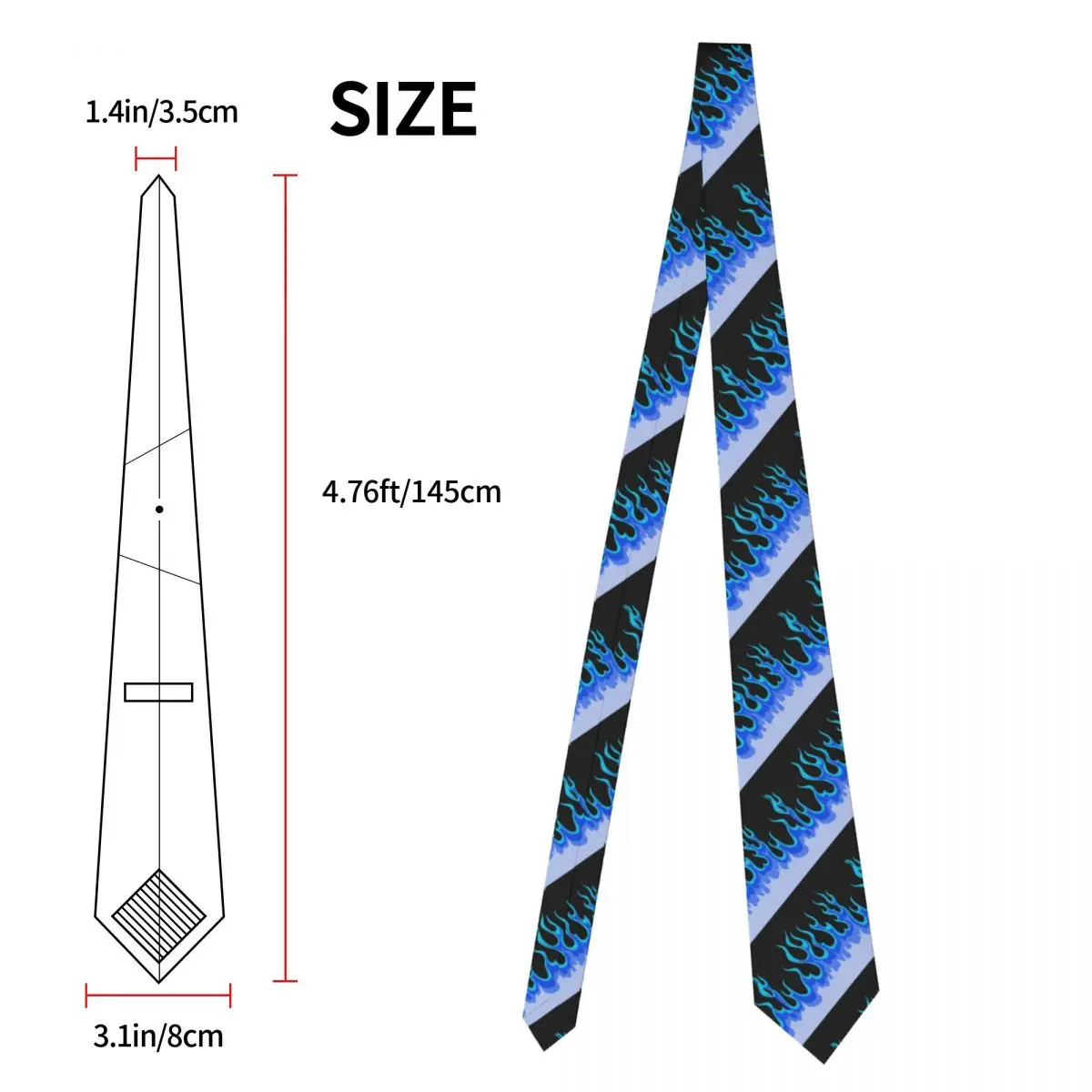 Blue Hot Fire Racing Flames Neckties Men Custom Silk Neck Ties for Business