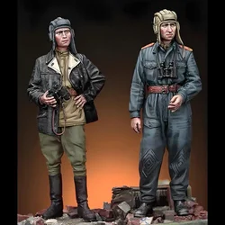1/35 Resin WWII Soviet Tank Officer Set, Military Theme, White Model, Handmade, Unassembled and Unpainted
