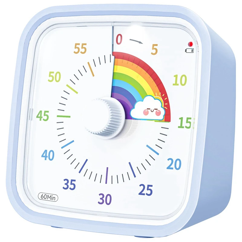 New 60 Minute Visual Timer With Protective Case, Rainbow Disk Timer, Silent Countdown Time Management Tool