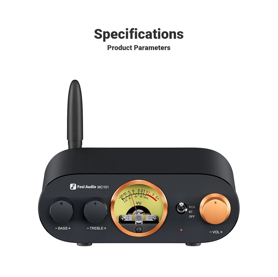 Fosi Audio MC101 Bluetooth-Stereoverstärker Home Audio Mini-Verstärker mit VU-Meter 2-Kanal-HiFi-Empfänger für passive Lautsprecher – Detail 19