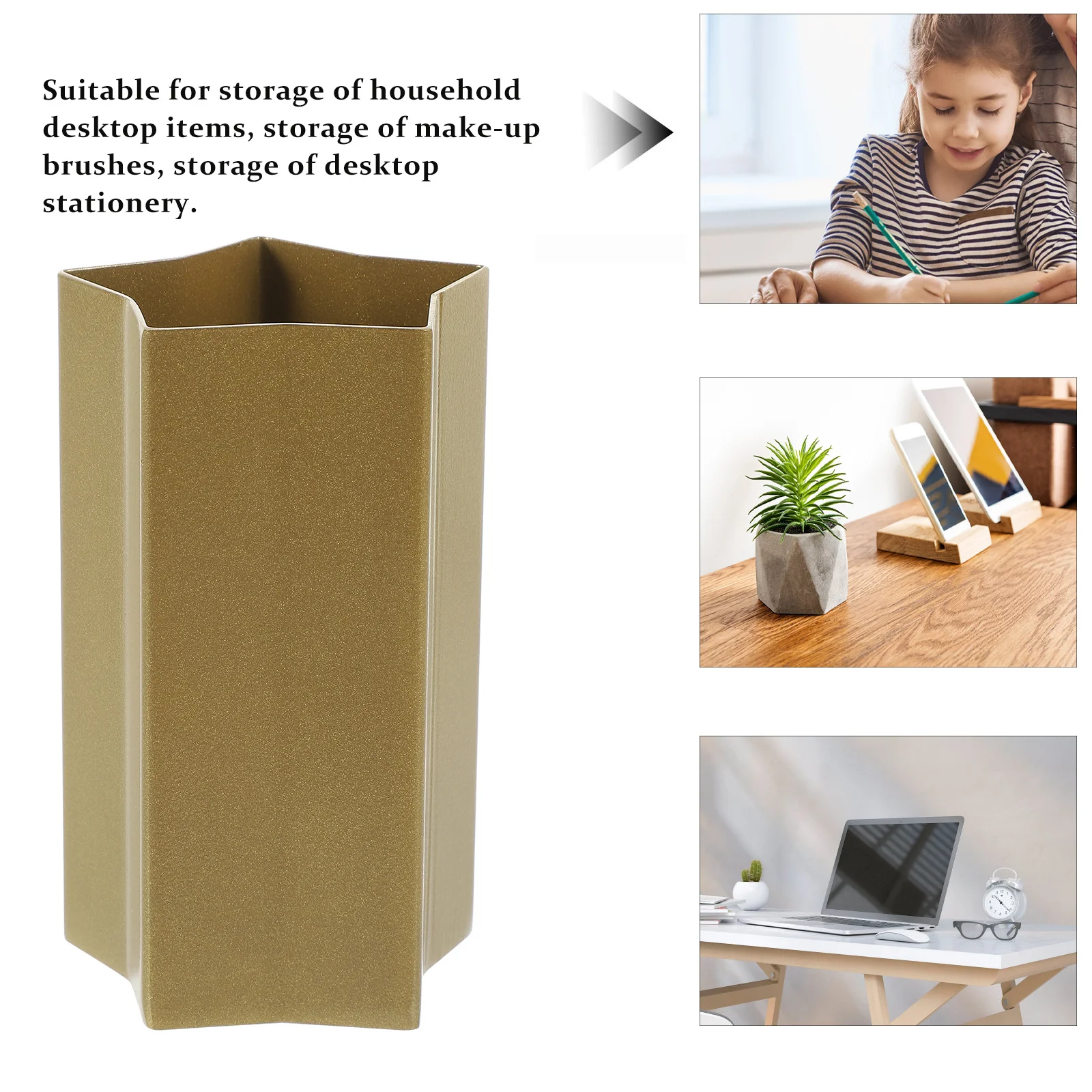 Premium Metal Pencil Cup Pen Holder Desk Organizer Stationery Container for Office Home Vanity Table Smooth Edges Safe Touch