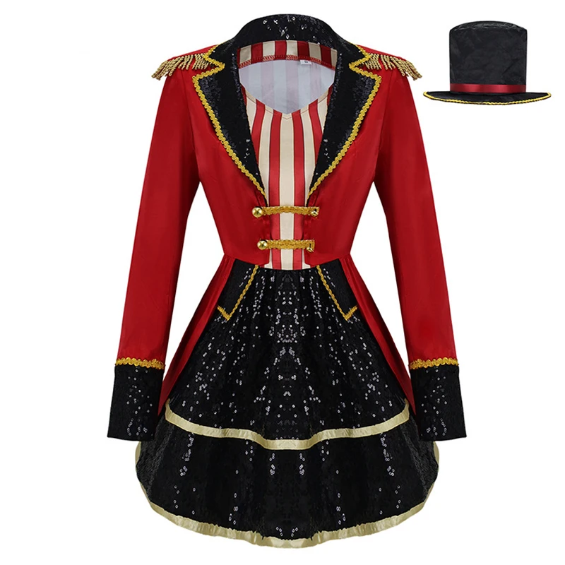 

New Women's Circus Animal Tamer Suit Performance Dress Cosplay Halloween Carnival Party Theme Costumes With Sequins Dress Up