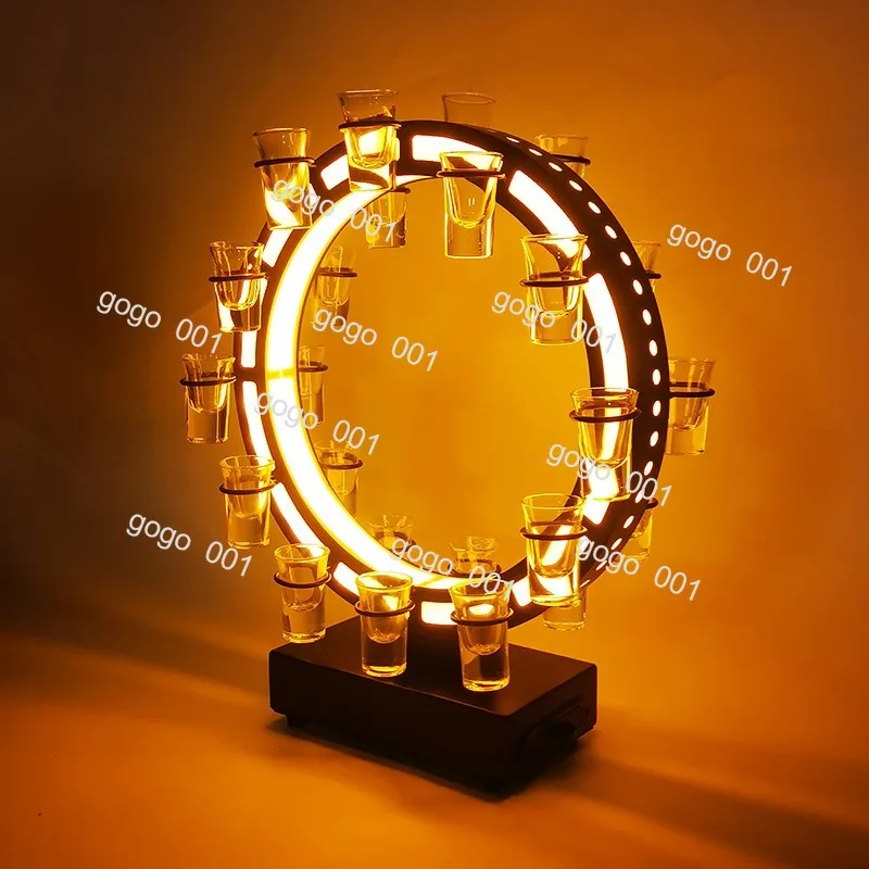 LED Light Up Ferris Wheel Shot Glass Display Stand Cocktail Rack for Bar KTV Party