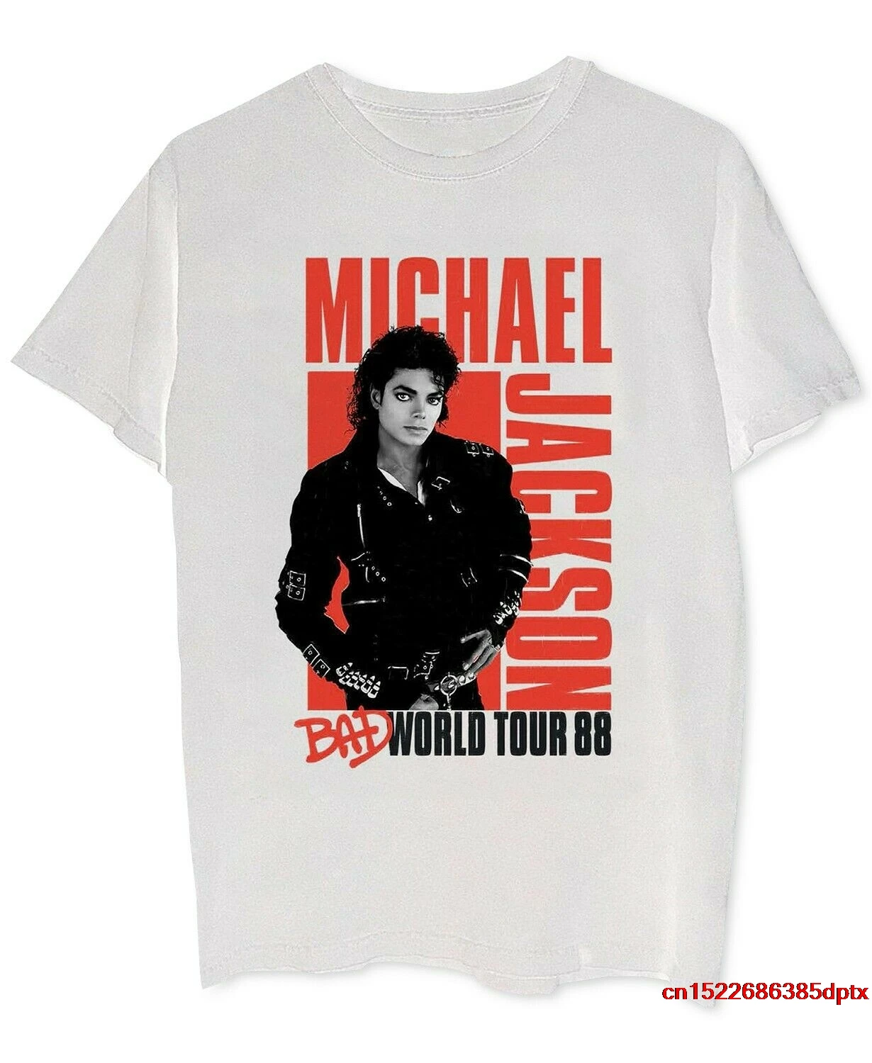 

Merch Men White Crew Neck Michael Jackson Short Sleeve Tee T-Shirt S man's t-shirt tee