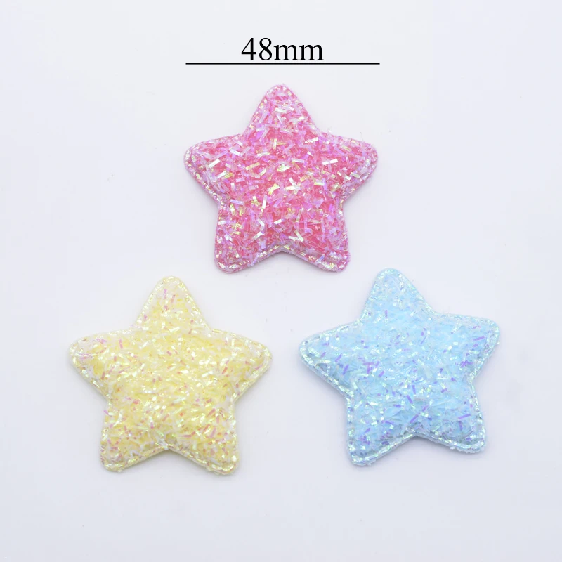 12Pcs 48mm Padded Bling Sequins Star Applique for DIY Headwear Hair Clips Band Accessories Clothes Hat Sewing Supplies