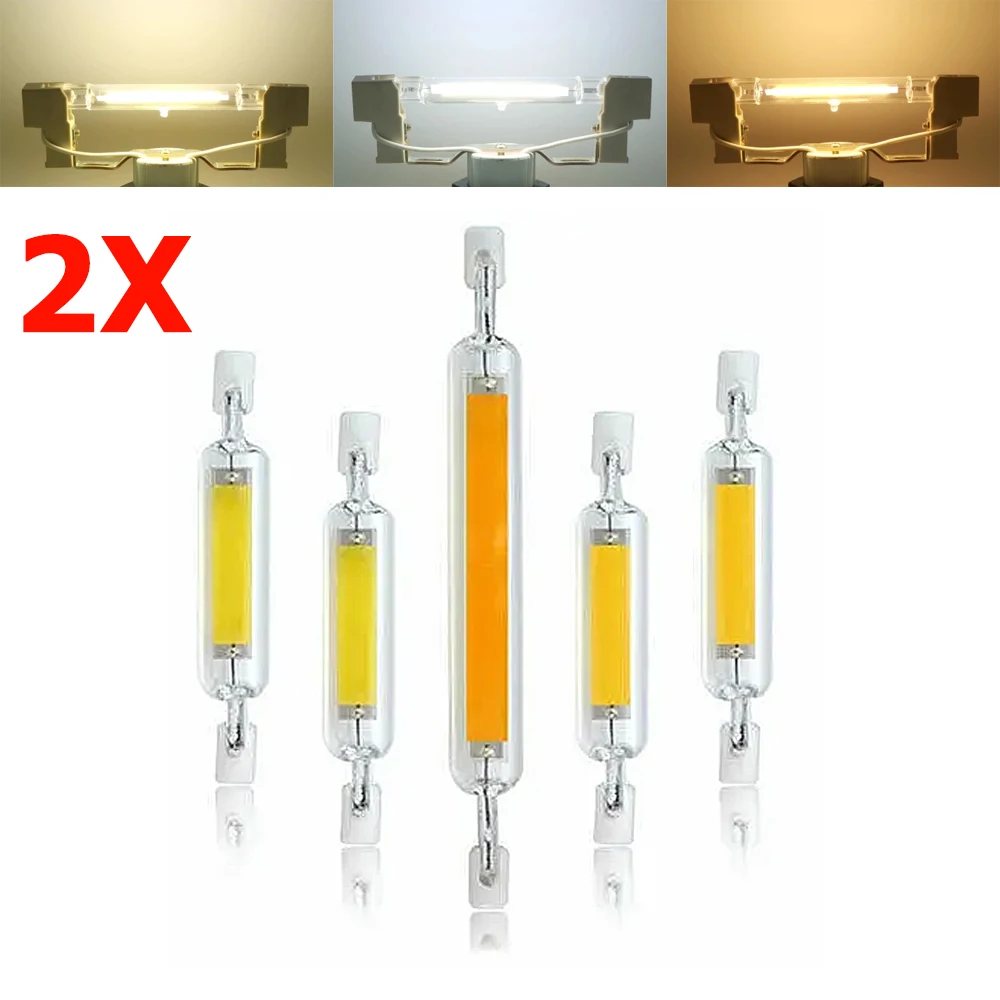 

2pcs Dimmable R7S LED COB Light Bulbs Glass Tube Floodlight 78mm 118mm 12W 25W Cool/Warm White 220V 110V Replace Halogen Lamp