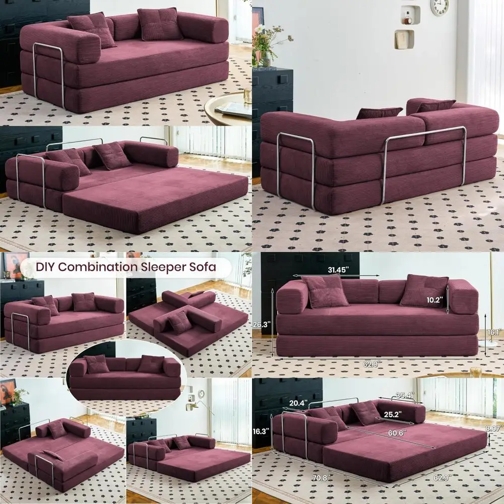 

Диван-кровать с трансформируемым наполом - 62, подлокотник с подушкой для спины - удобный складной диван-кровать для компактных помещений