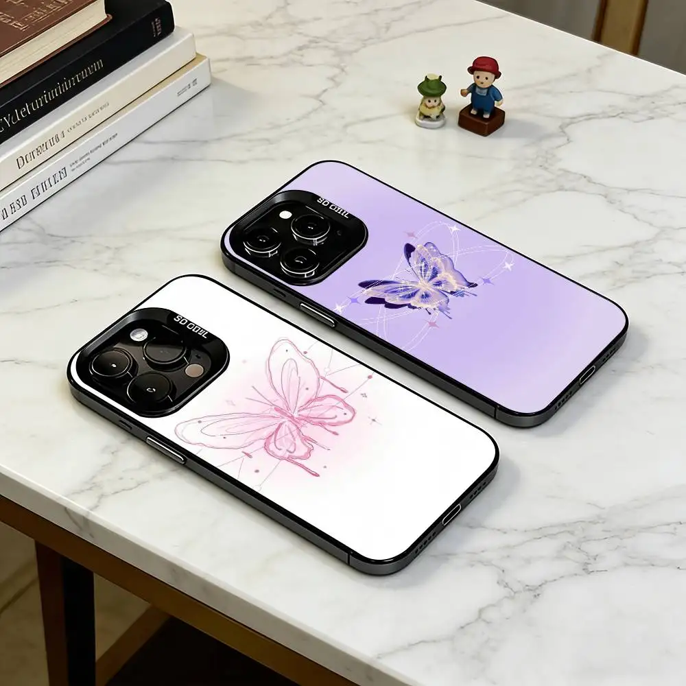 

3D Liquid Butterfly Aesthetic Phone Case For iPhone 17,16,15,14,13,12,11 Plus,Pro Max,XS,Colorful Silver Phone case Funda Cover