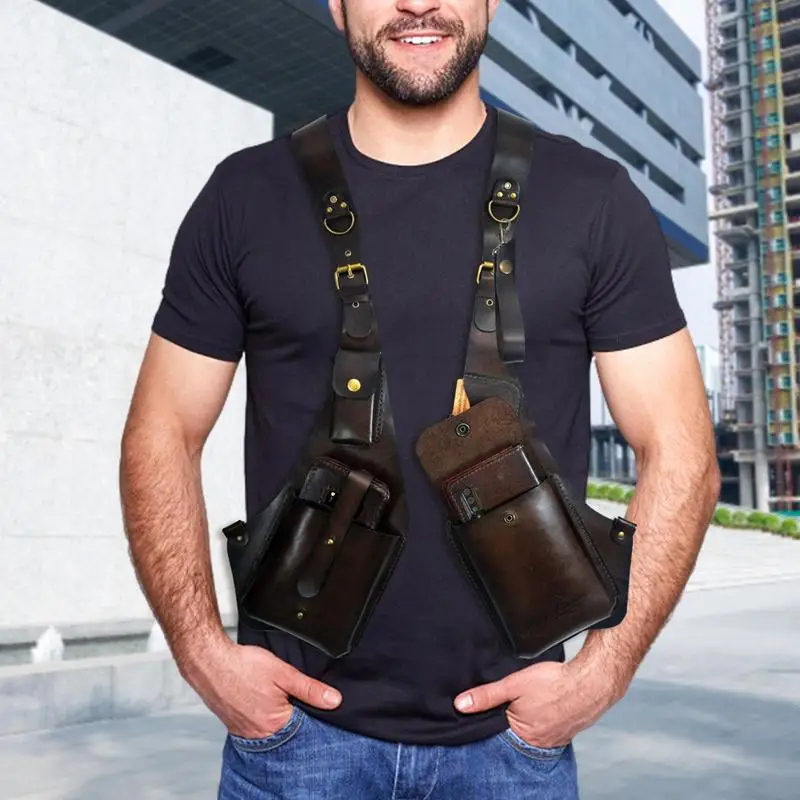 Shoulder Holster Bag Unisex Outdoor Cell Phone Bag Multipurpose Men/Women Safety Double Shoulder Armpit Bag For Travel Outdoor