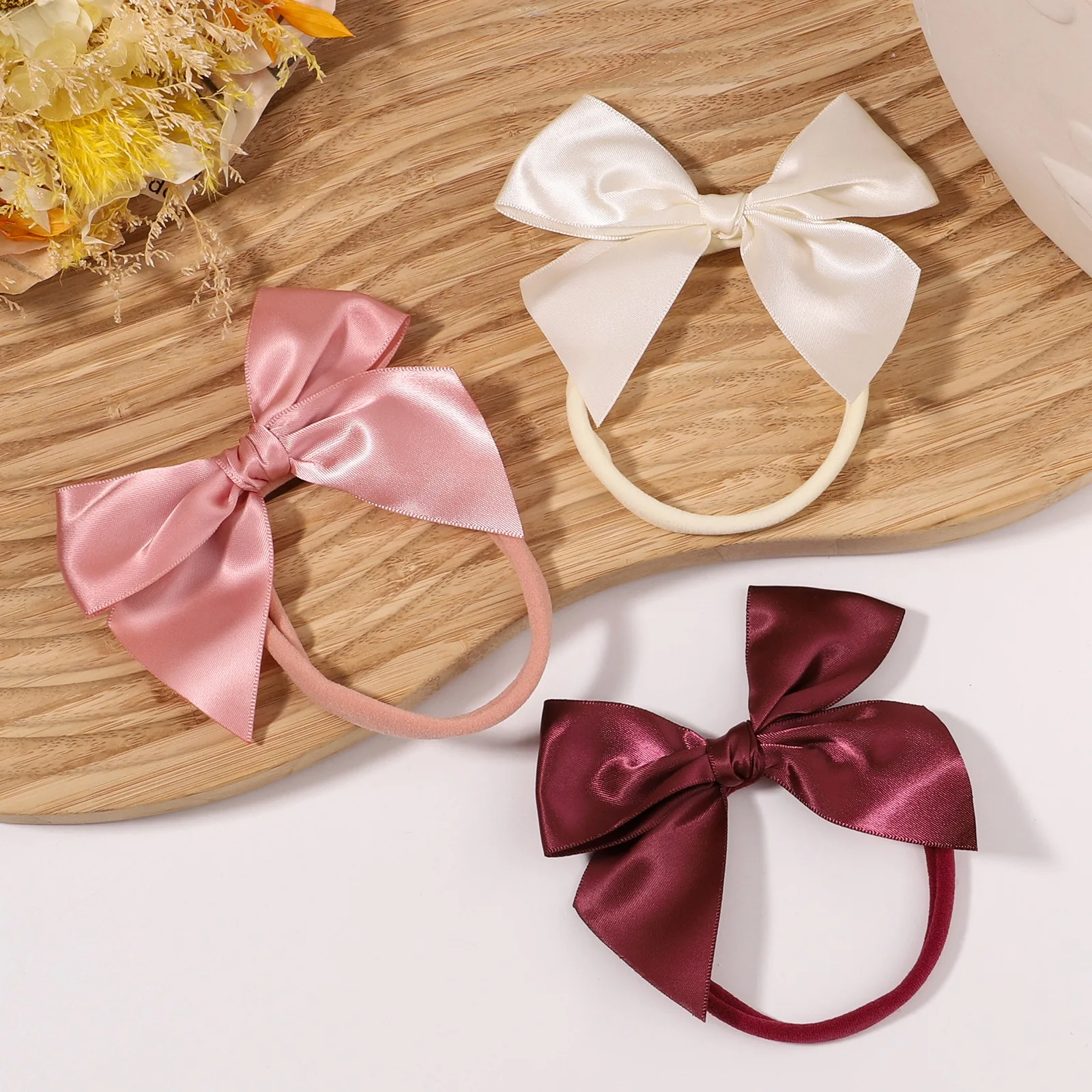 3Pcs Baby Bows Headband Nylon Satin Hair Bands for Cute Girls Hairbands Newborn Toddler Headwear Kids Hair Accessories Wholesale