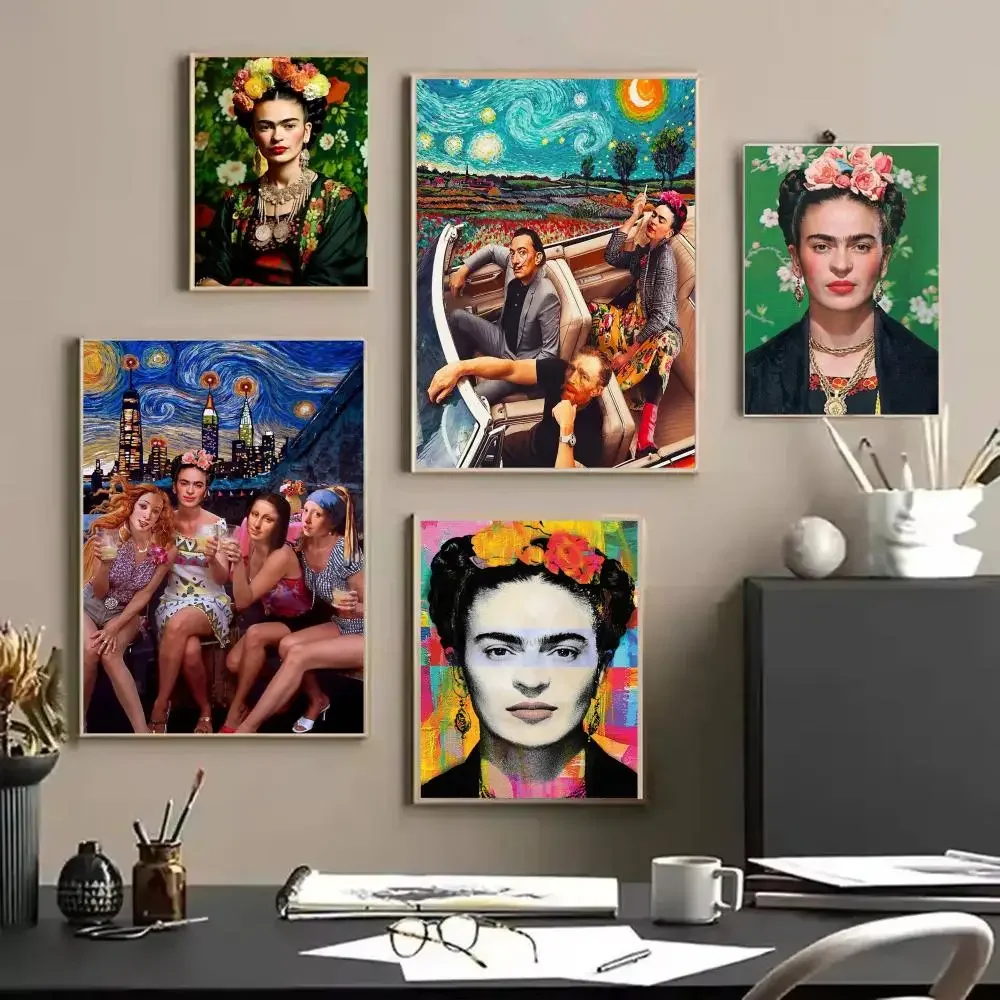 F-Frida Kahlo Poster Stickers HD Waterproof Painting Wall Art For Bedroom Living Room Home Decor Decoration Gift