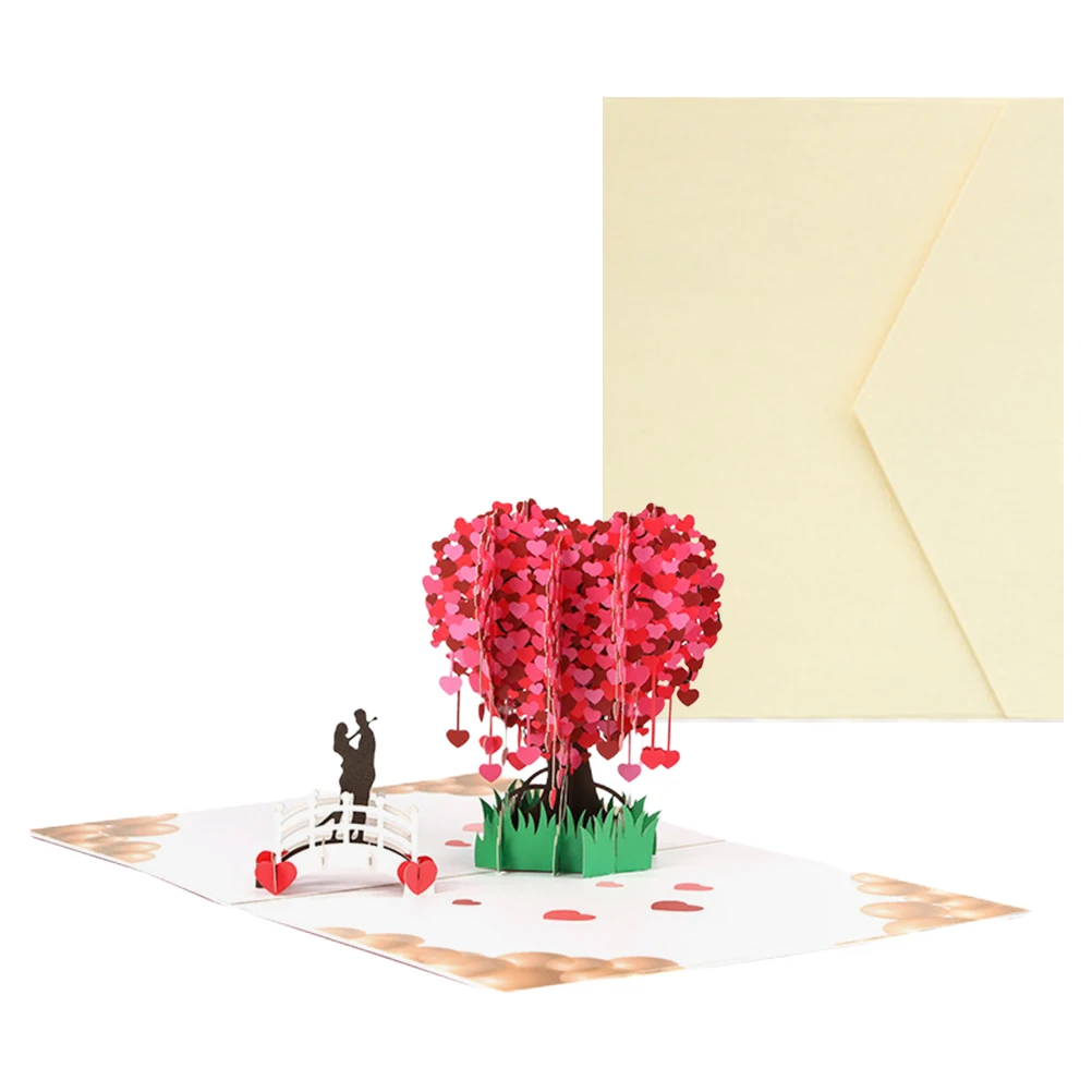 

1 Set 3D Heart Tree Greeting Thickened Paperboard Exquisite Craftsmanship Delicate Design Festive Warm Atmosphere Party